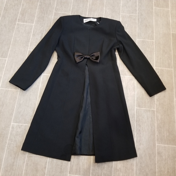 Vintage Jackets & Blazers - Vintage Lulu Bravo Black Long Jacket with Bow